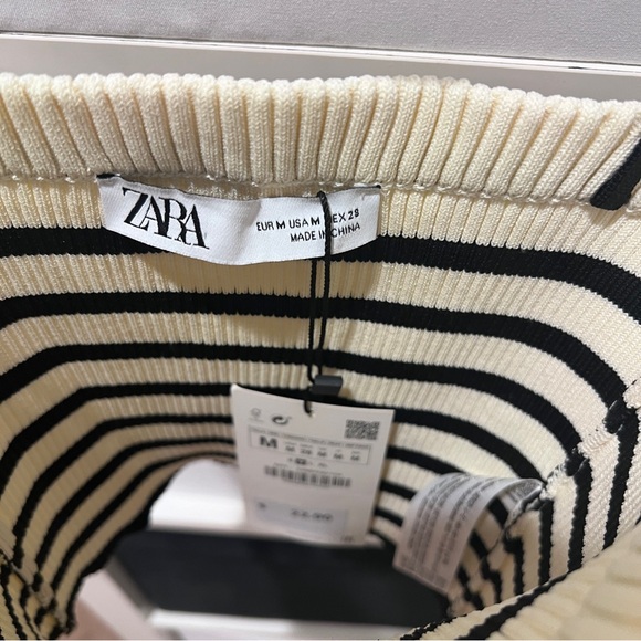 Zara Stripped Knit Top M - Picture 3 of 5